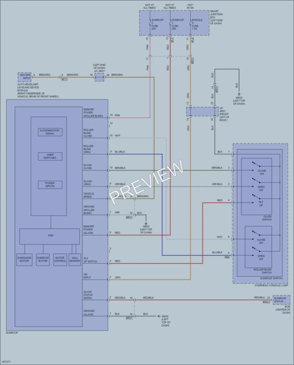 2015 Hyundai SantaFeSport Power Top Sunroof wiring diagram preview