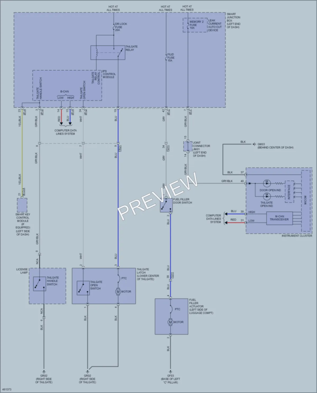 2015 Hyundai SantaFeSport Trunk Tailgate Fuel Door wiring diagram preview