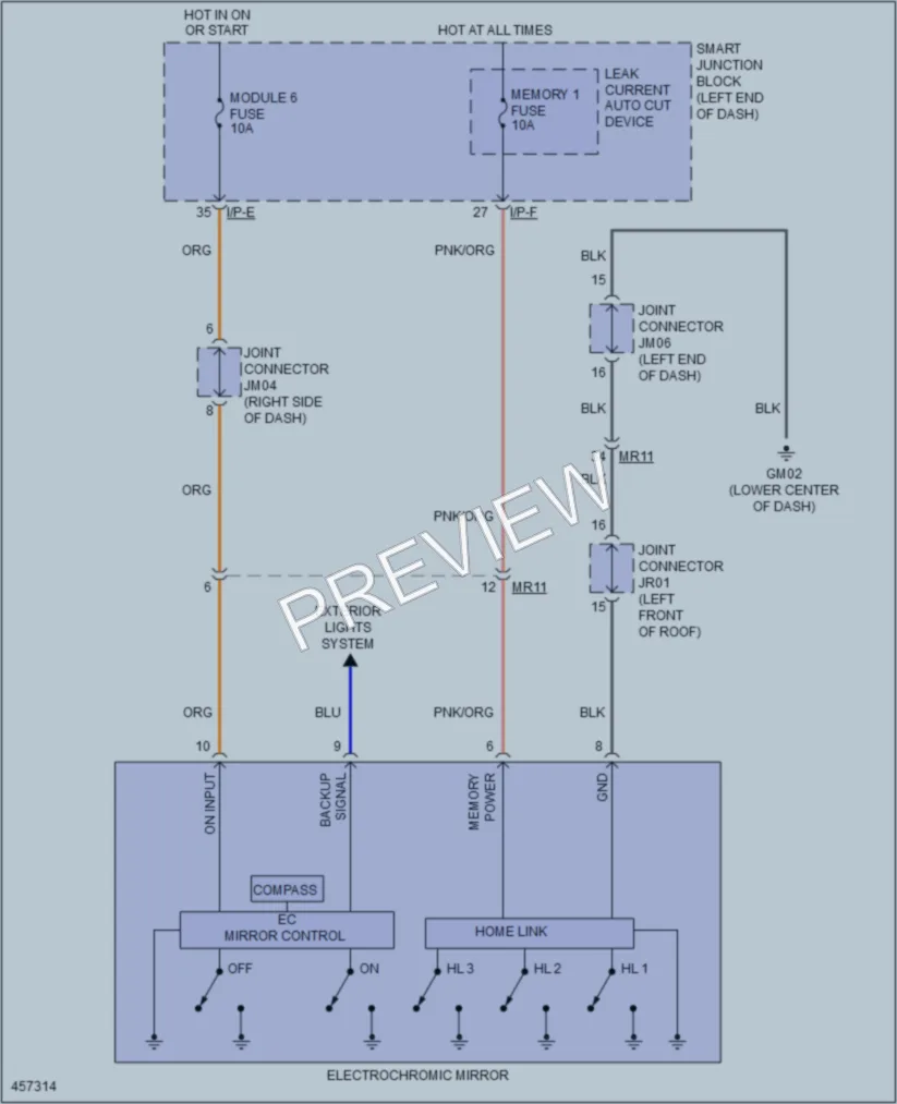 2015 Hyundai Sonata Power Mirrors wiring diagram preview