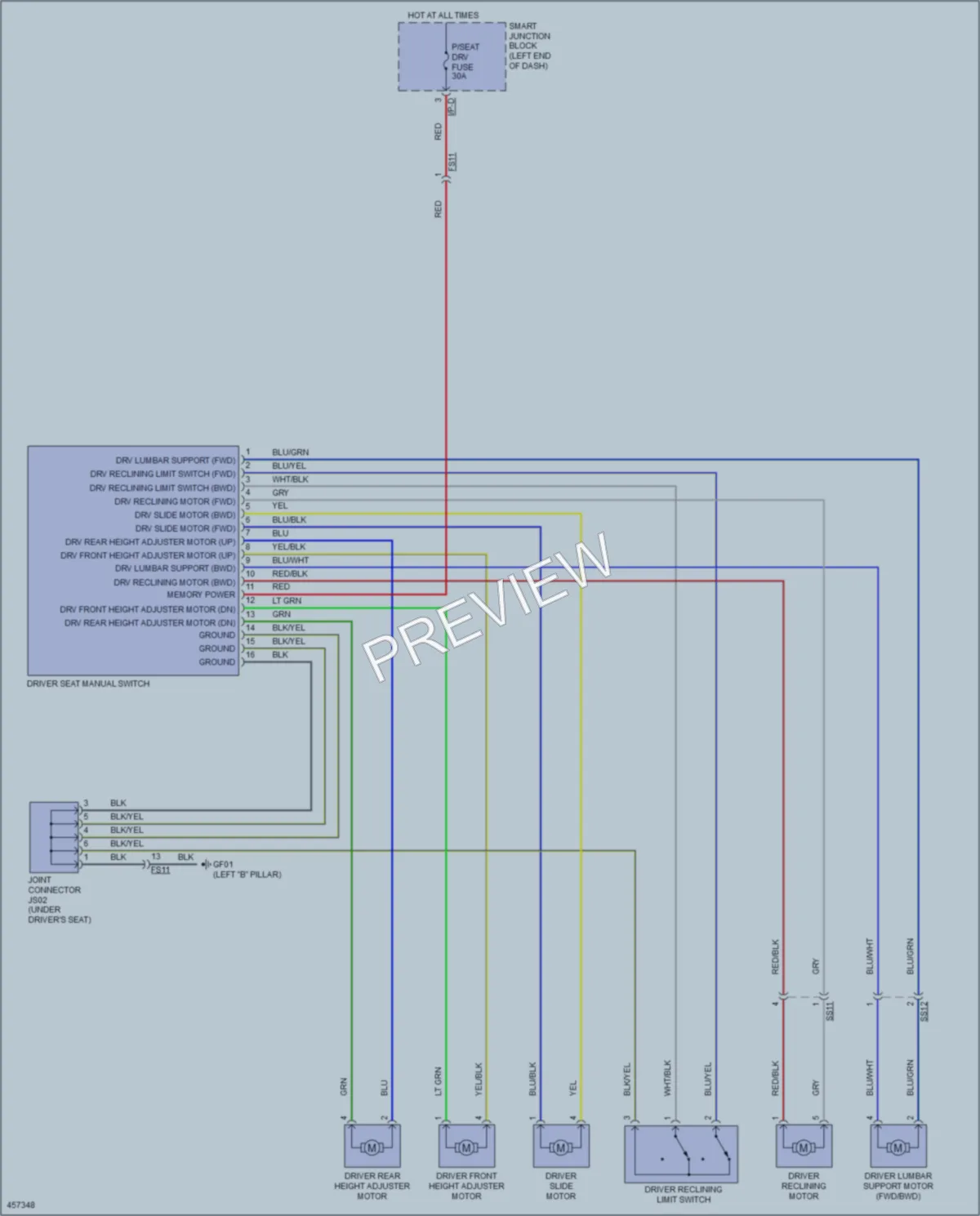 2015 Hyundai Sonata Power Seats wiring diagram preview