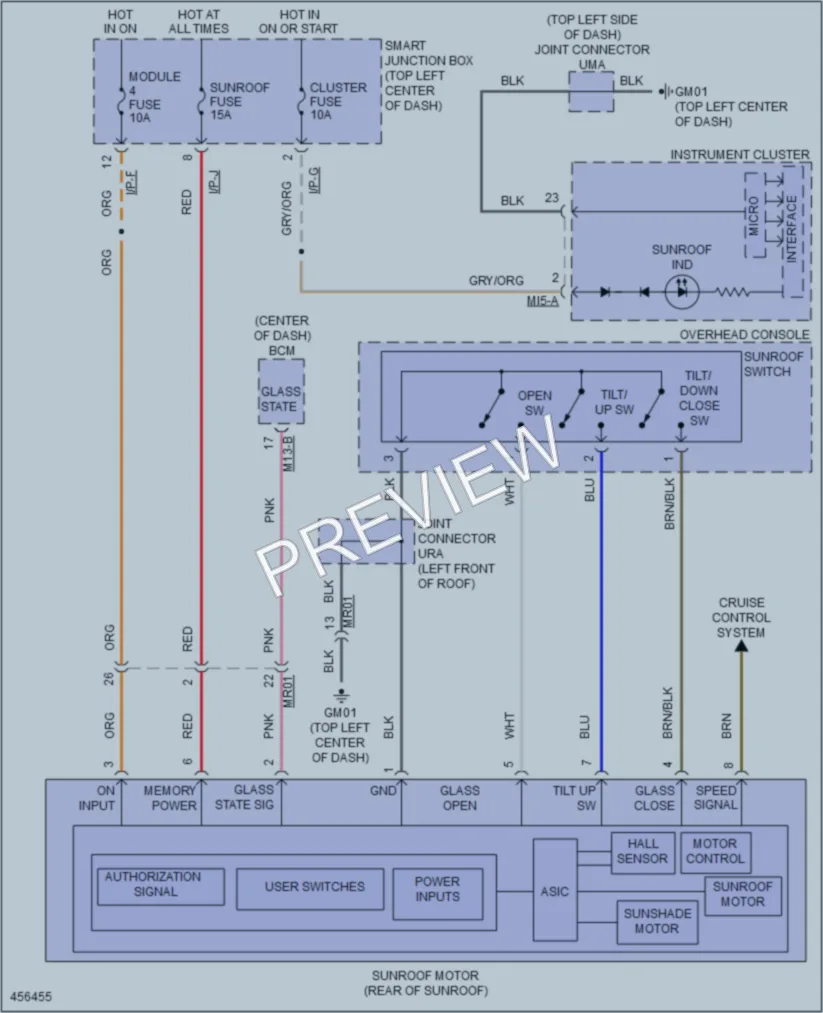 2015 Hyundai Tucson Power Top Sunroof wiring diagram preview