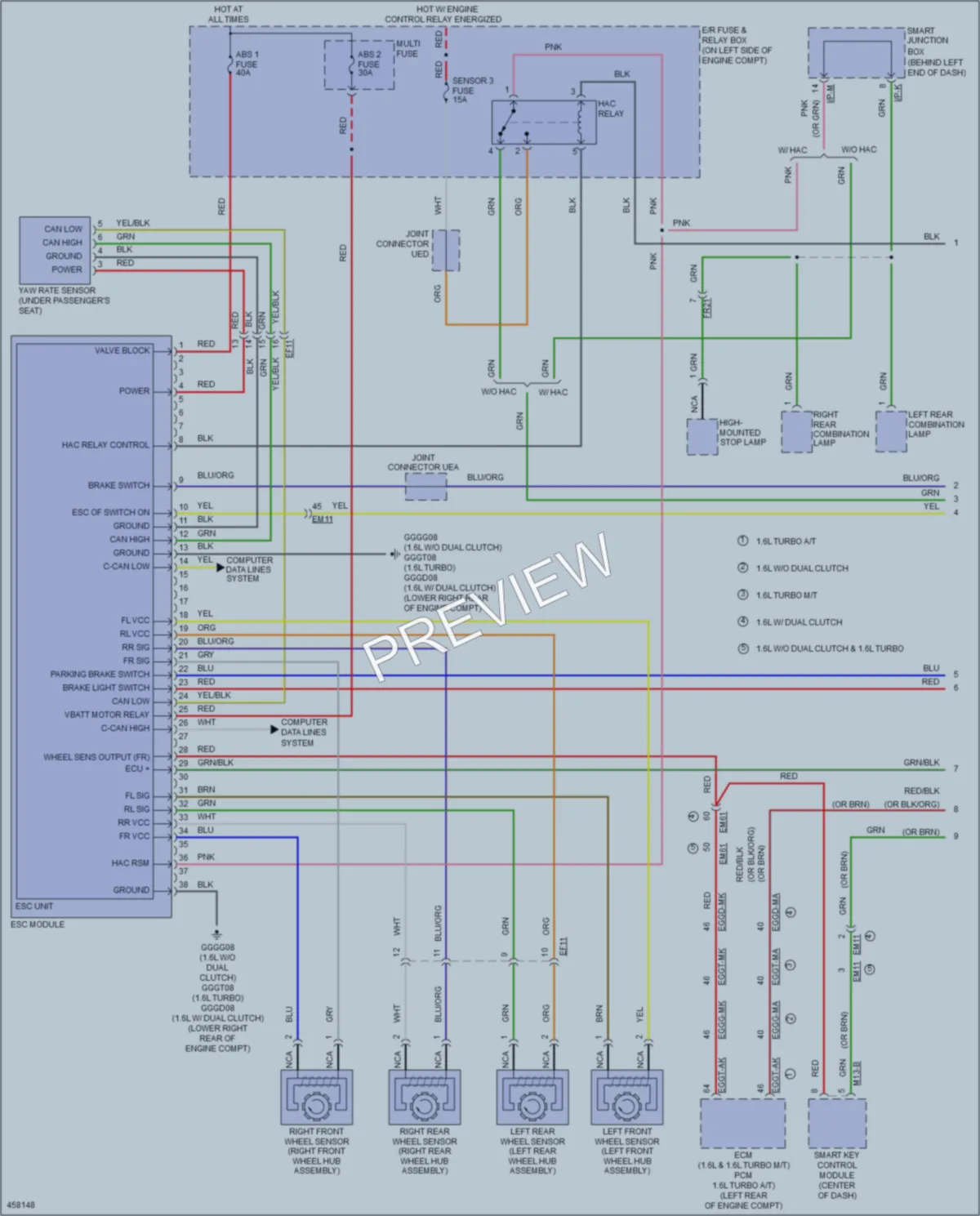 2015 Hyundai Veloster Anti Lock Brakes wiring diagram preview