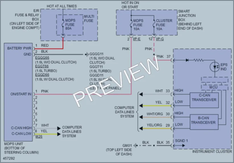2015 Hyundai Veloster Electronic Power Steering wiring diagram preview