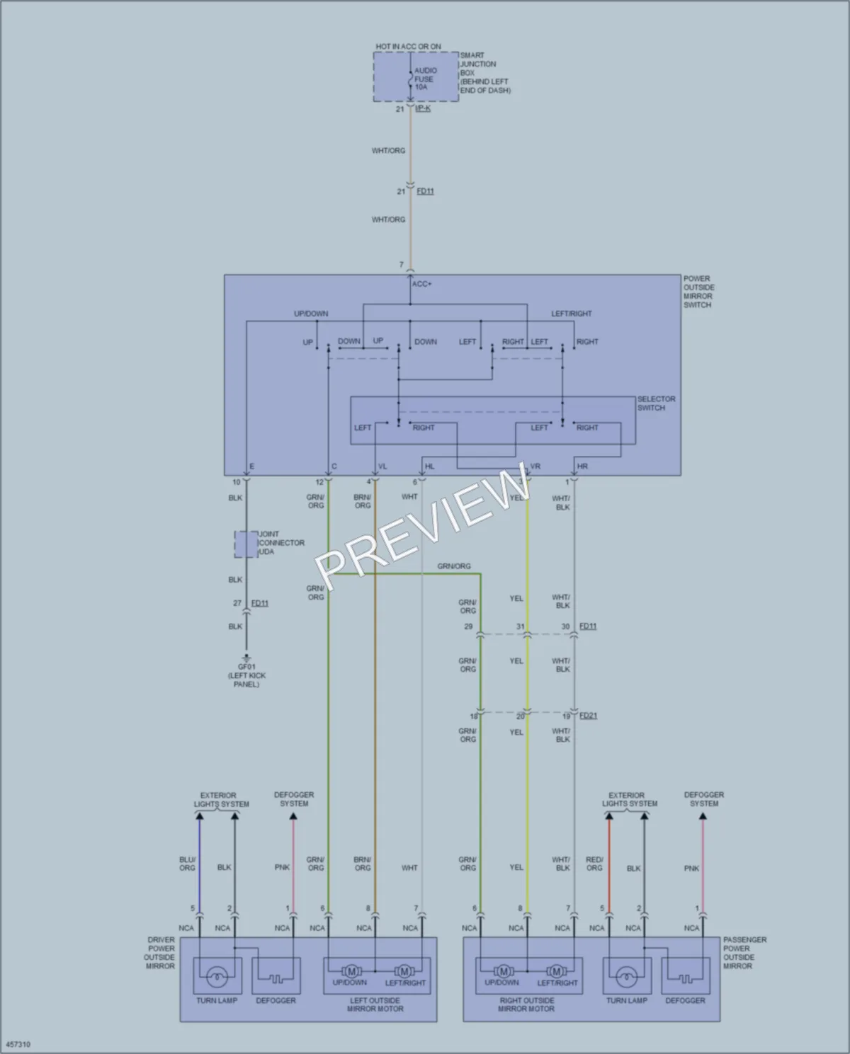 2015 Hyundai Veloster Power Mirrors wiring diagram preview