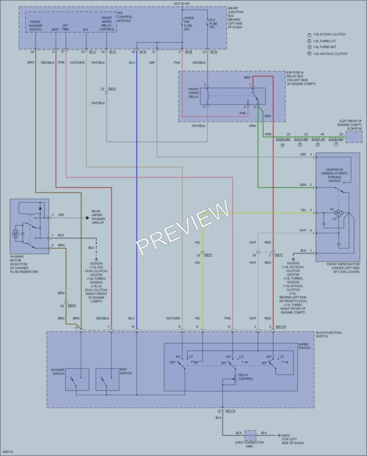 2015 Hyundai Veloster Wiper Washer wiring diagram preview