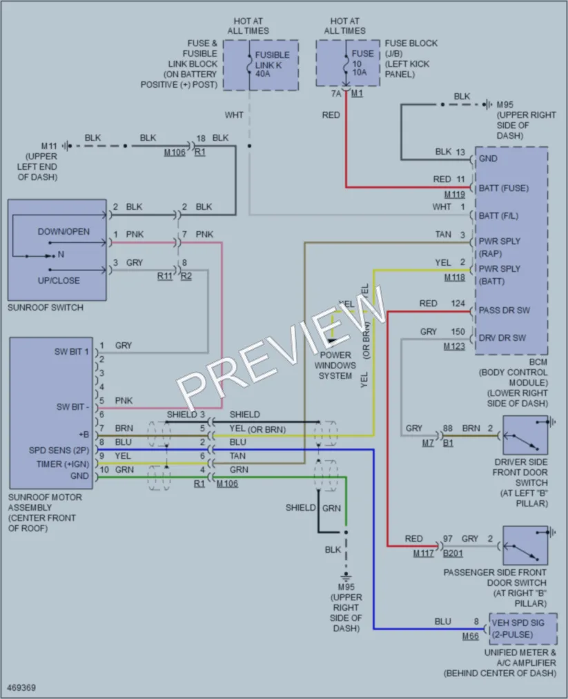 2015 Infiniti Q40 Power Top Sunroof wiring diagram preview