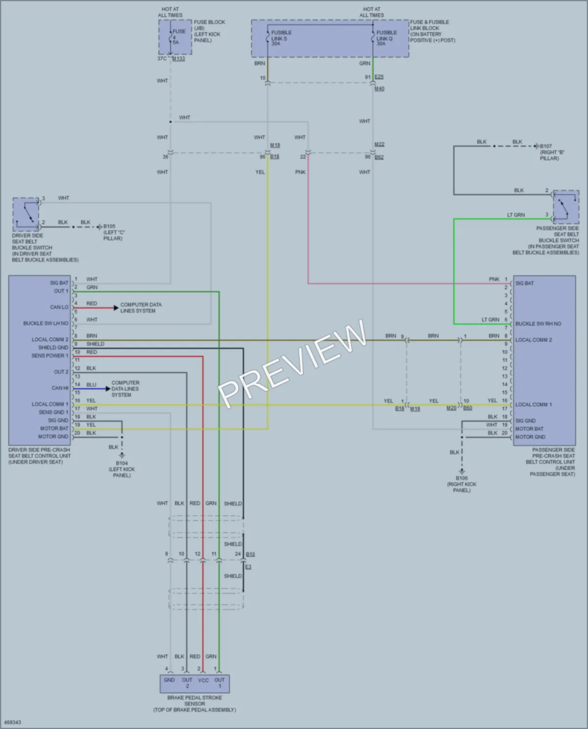 2015 Infiniti Q50 Passive Restraints wiring diagram preview