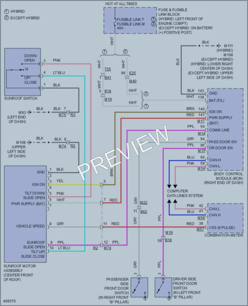 2015 Infiniti Q50 Power Top Sunroof wiring diagram preview