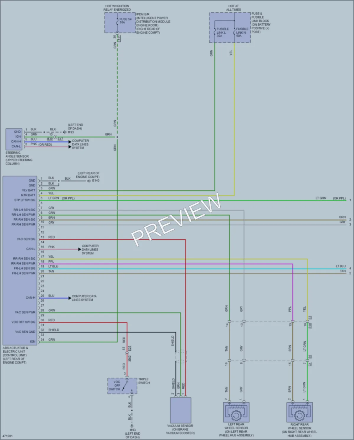 2015 Infiniti Q50Hybrid Anti Lock Brakes wiring diagram preview