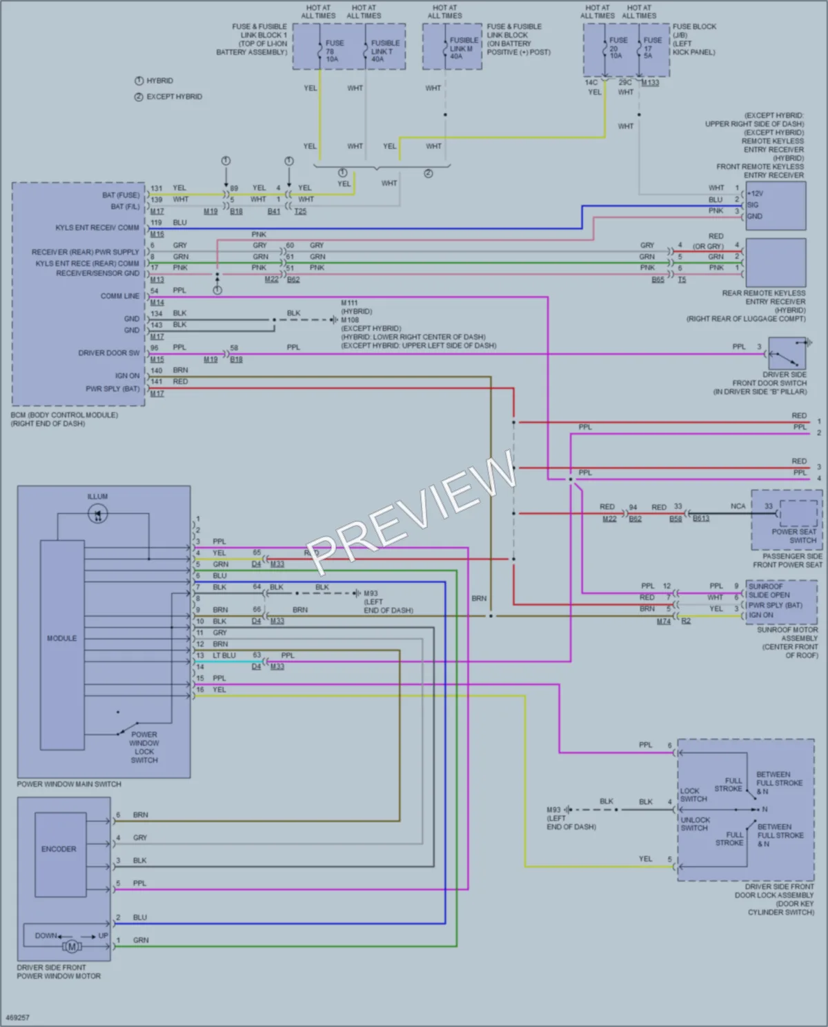 2015 Infiniti Q50Hybrid Power Windows wiring diagram preview