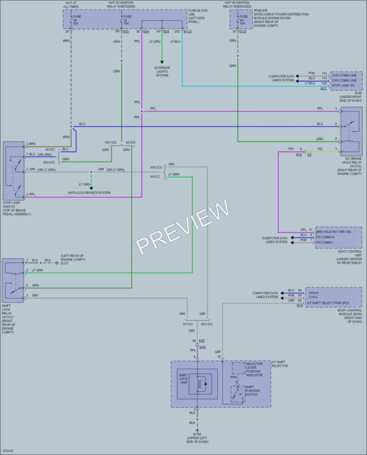 2015 Infiniti Q50Hybrid Shift Interlock wiring diagram preview