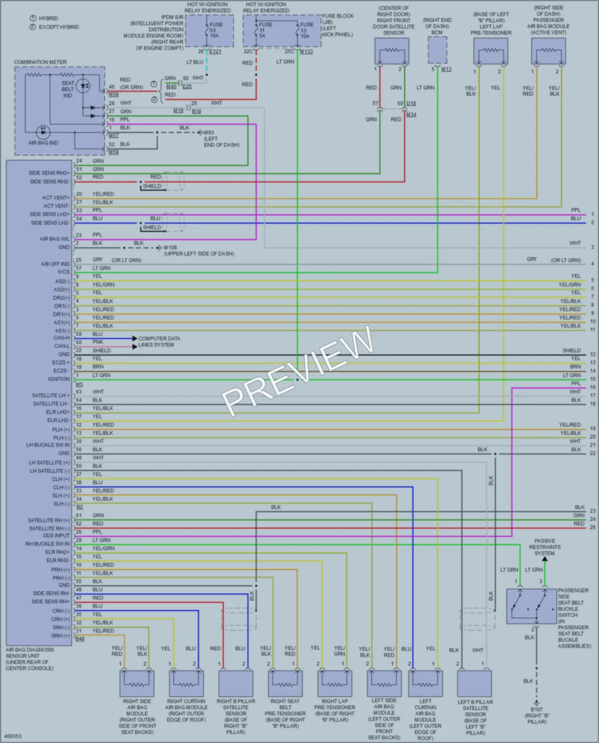 2015 Infiniti Q50Hybrid Supplemental Restraints wiring diagram preview