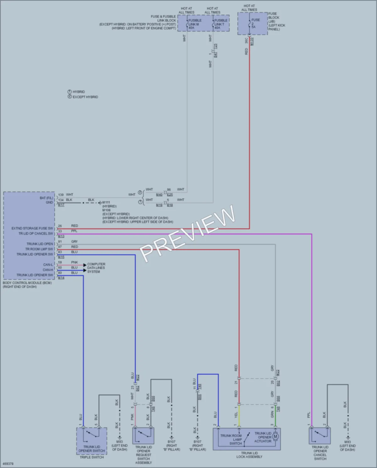 2015 Infiniti Q50Hybrid Trunk Tailgate Fuel Door wiring diagram preview