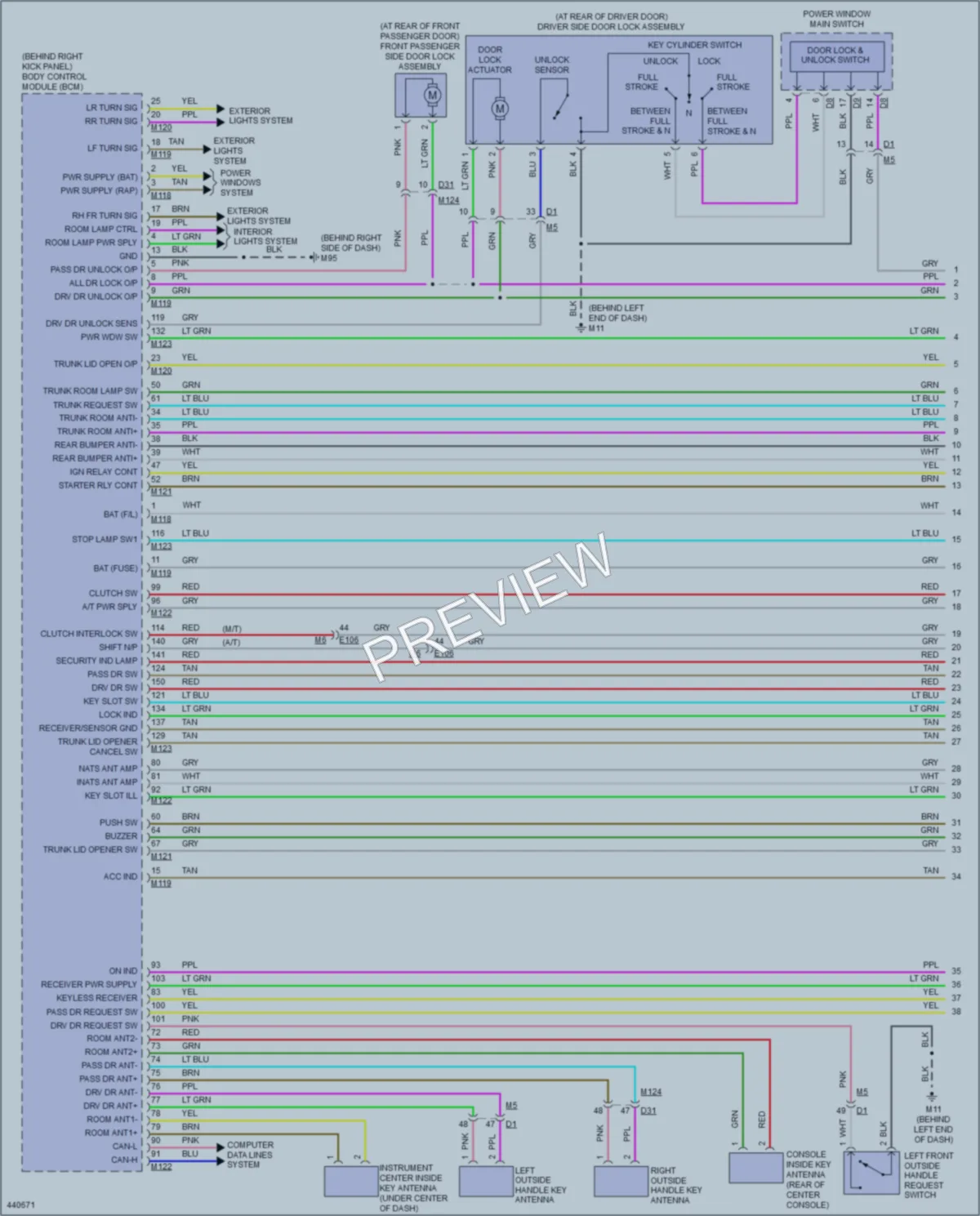 2015 Infiniti Q60 Power Door Locks wiring diagram preview
