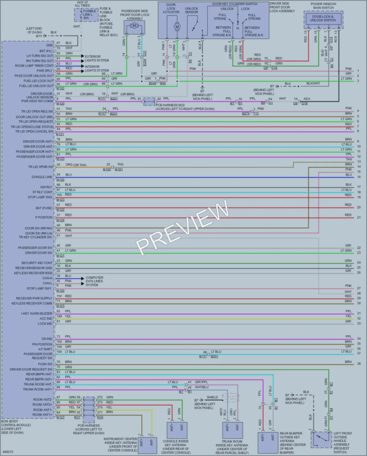 2015 Infiniti Q70 Power Door Locks wiring diagram preview