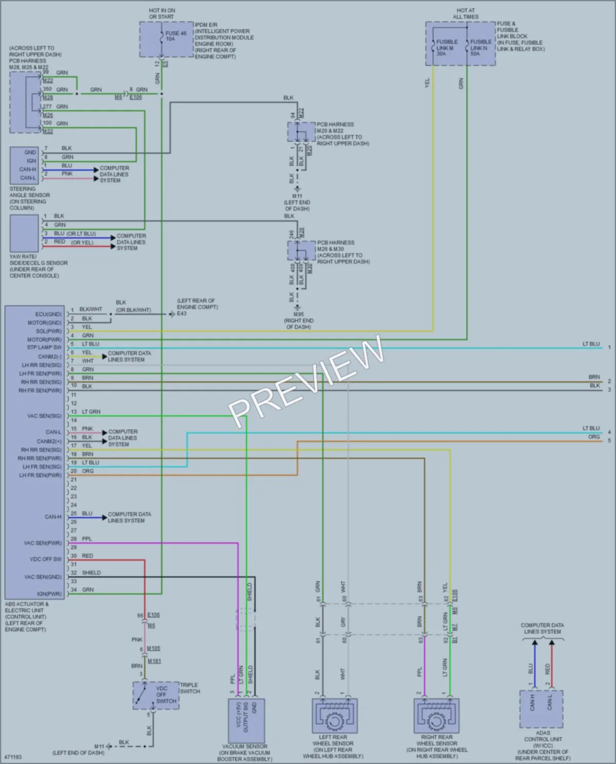 2015 Infiniti Q70Hybrid Anti Lock Brakes wiring diagram preview