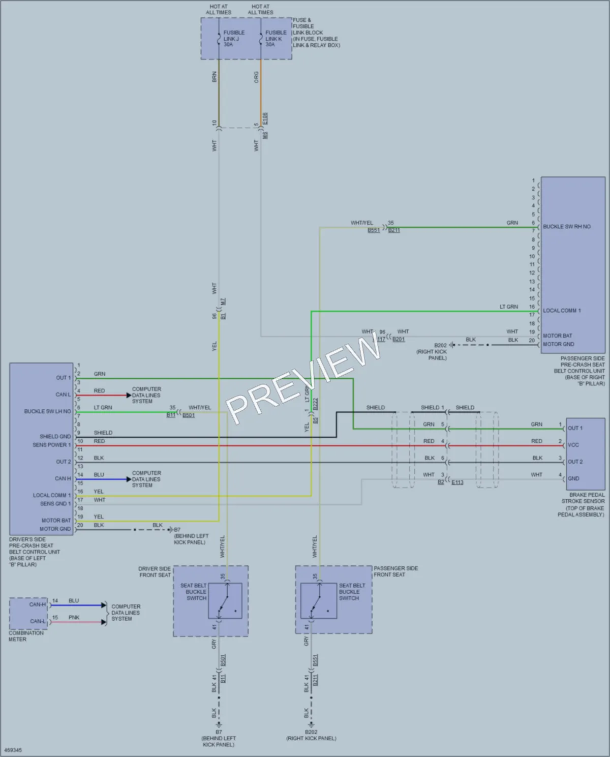 2015 Infiniti Q70Hybrid Passive Restraints wiring diagram preview