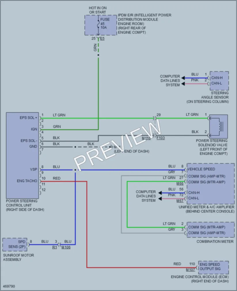 2015 Infiniti QX50 Electronic Power Steering wiring diagram preview