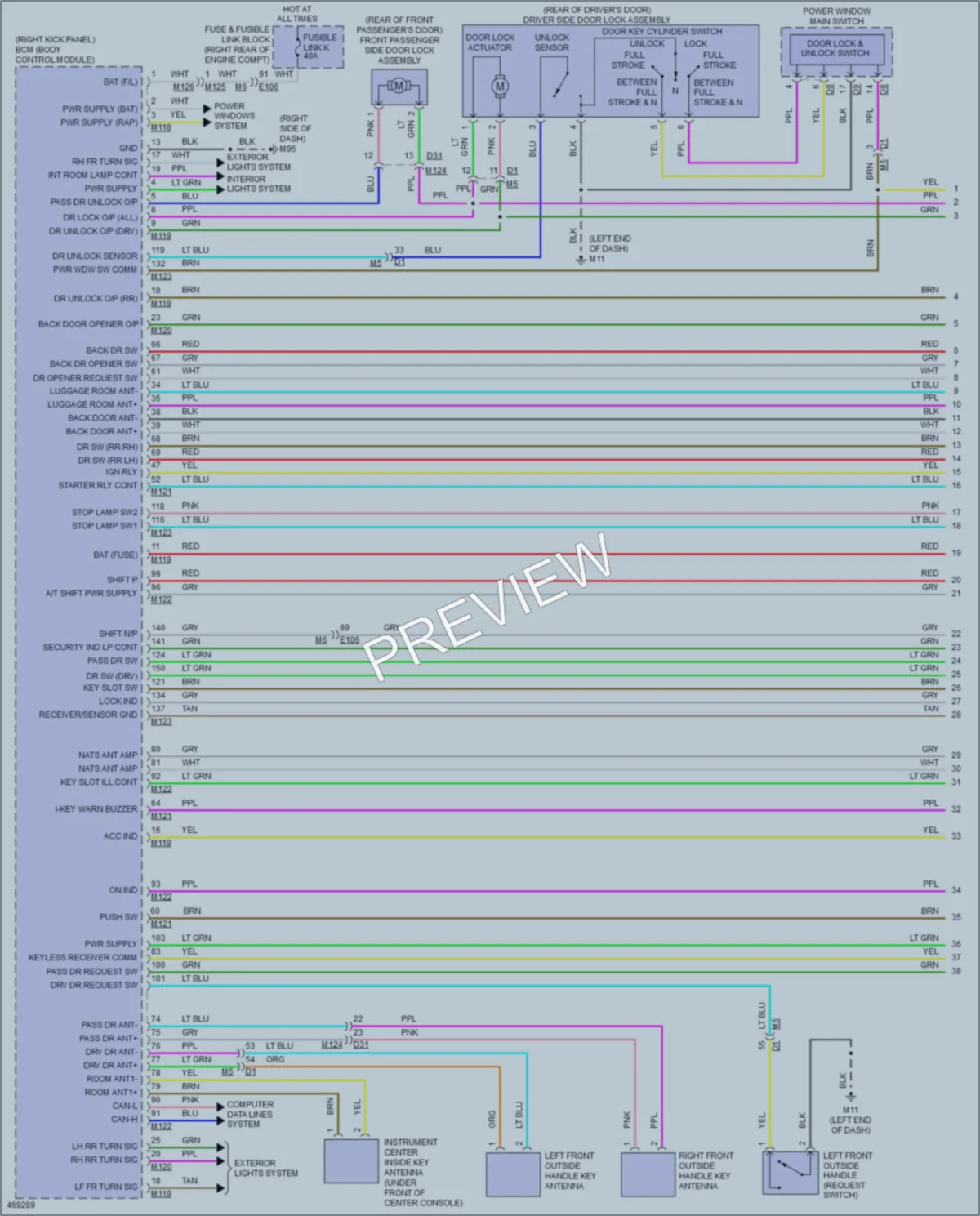 2015 Infiniti QX50 Power Door Locks wiring diagram preview
