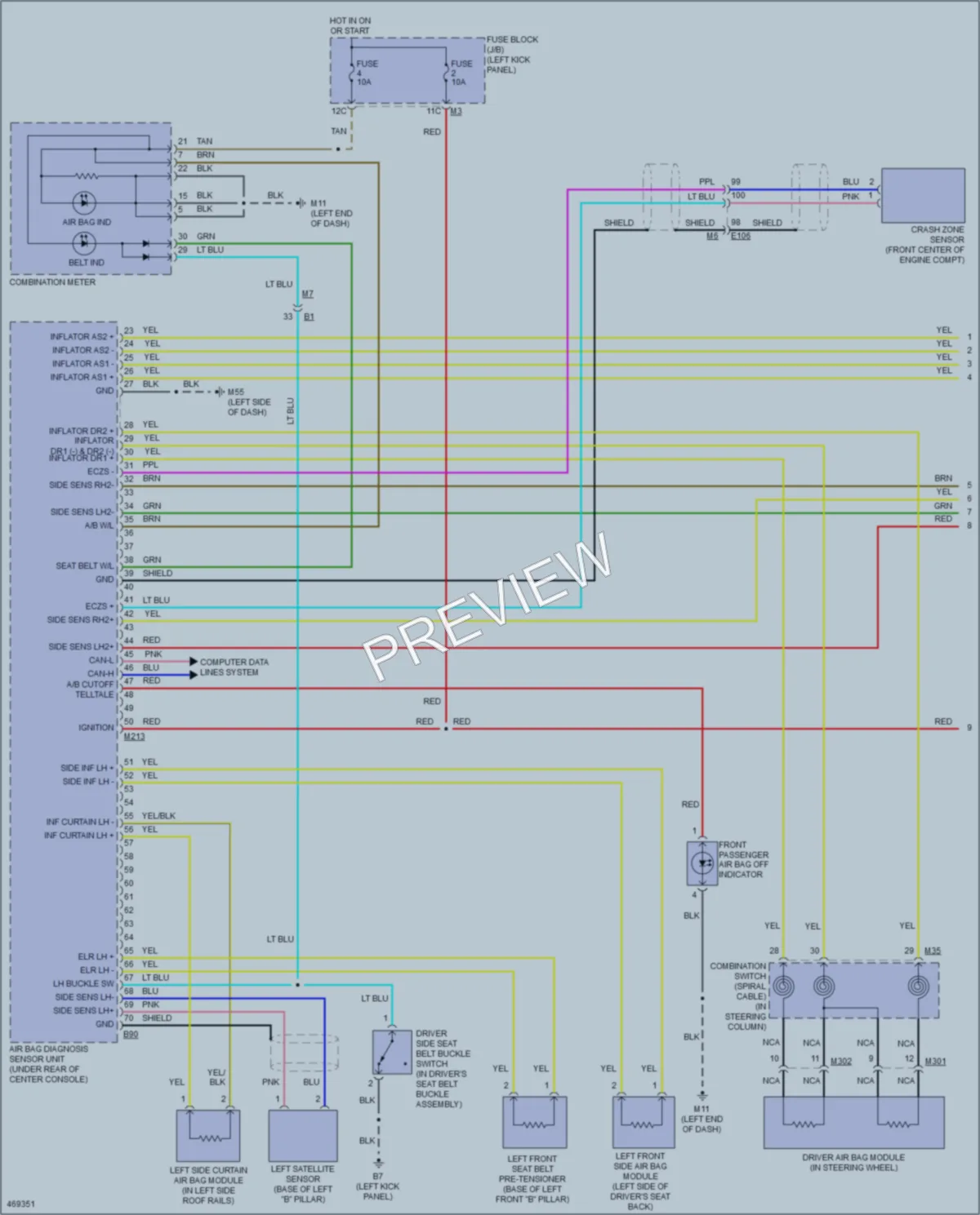 2015 Infiniti QX50 Supplemental Restraints wiring diagram preview