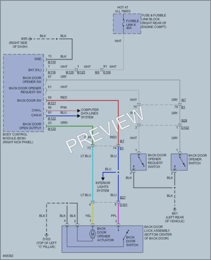 2015 Infiniti QX50 Trunk Tailgate Fuel Door wiring diagram preview