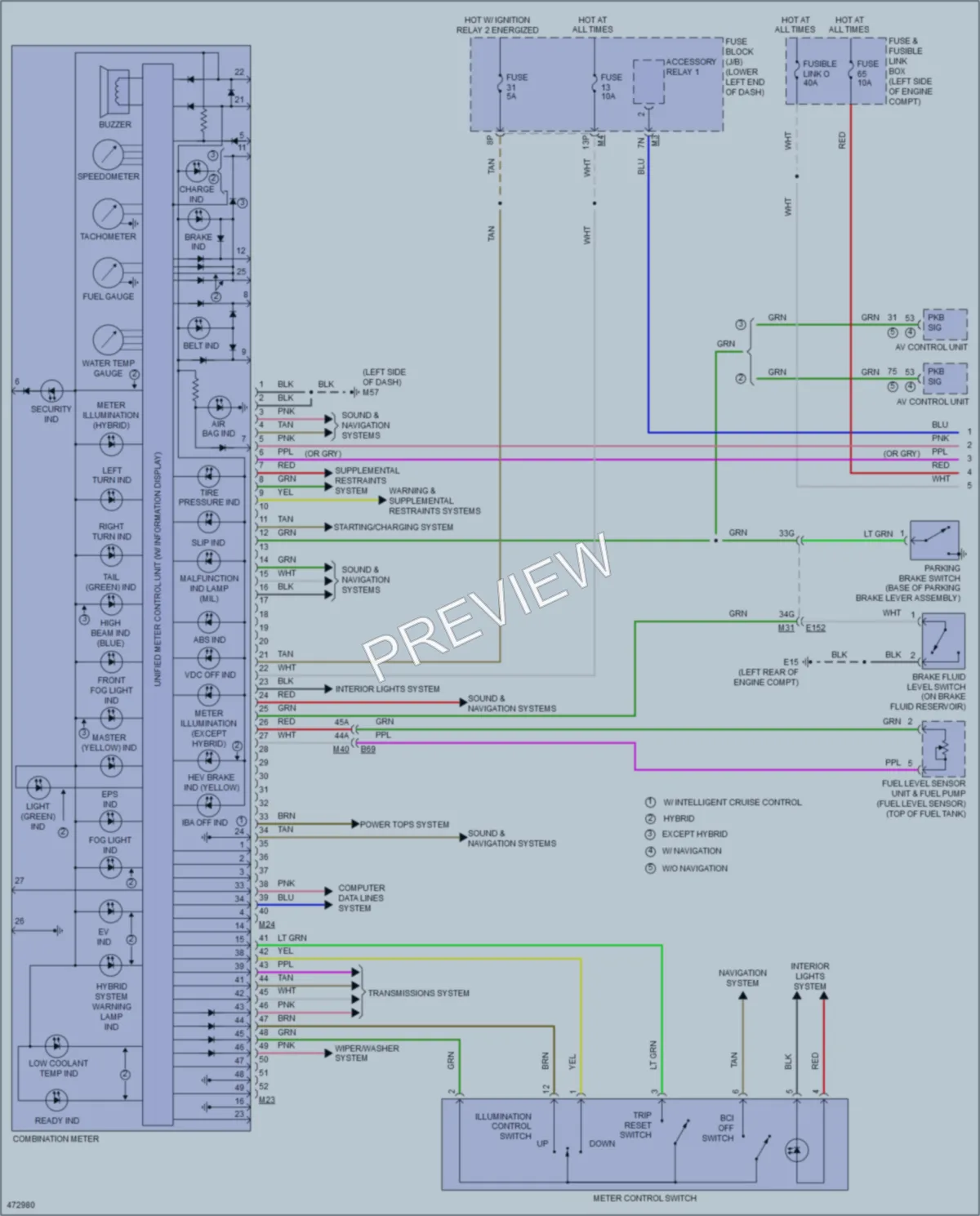 2015 Infiniti QX60 Instrument Cluster wiring diagram preview