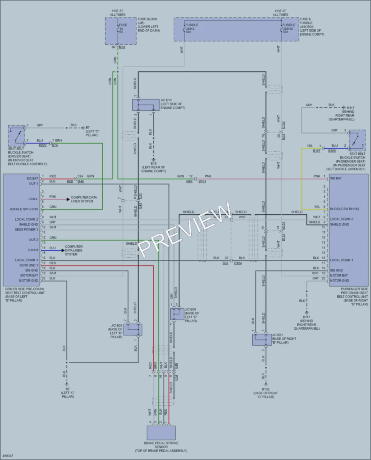 2015 Infiniti QX60Hybrid Passive Restraints wiring diagram preview