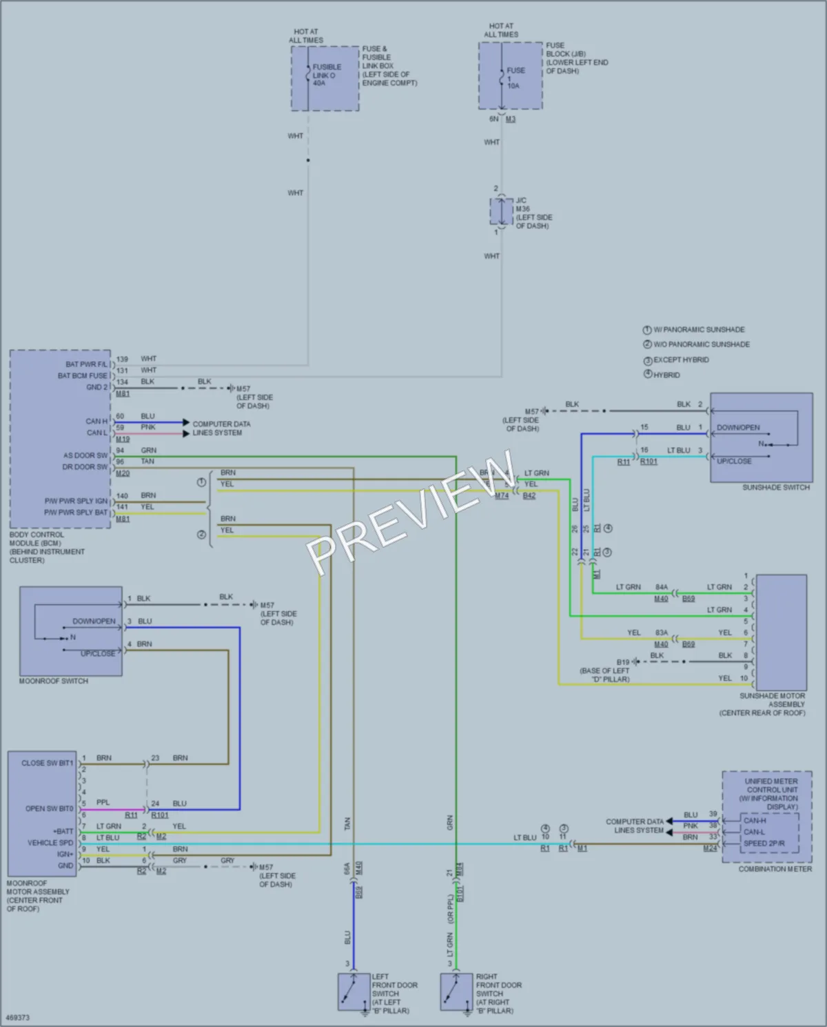 2015 Infiniti QX60Hybrid Power Top Sunroof wiring diagram preview