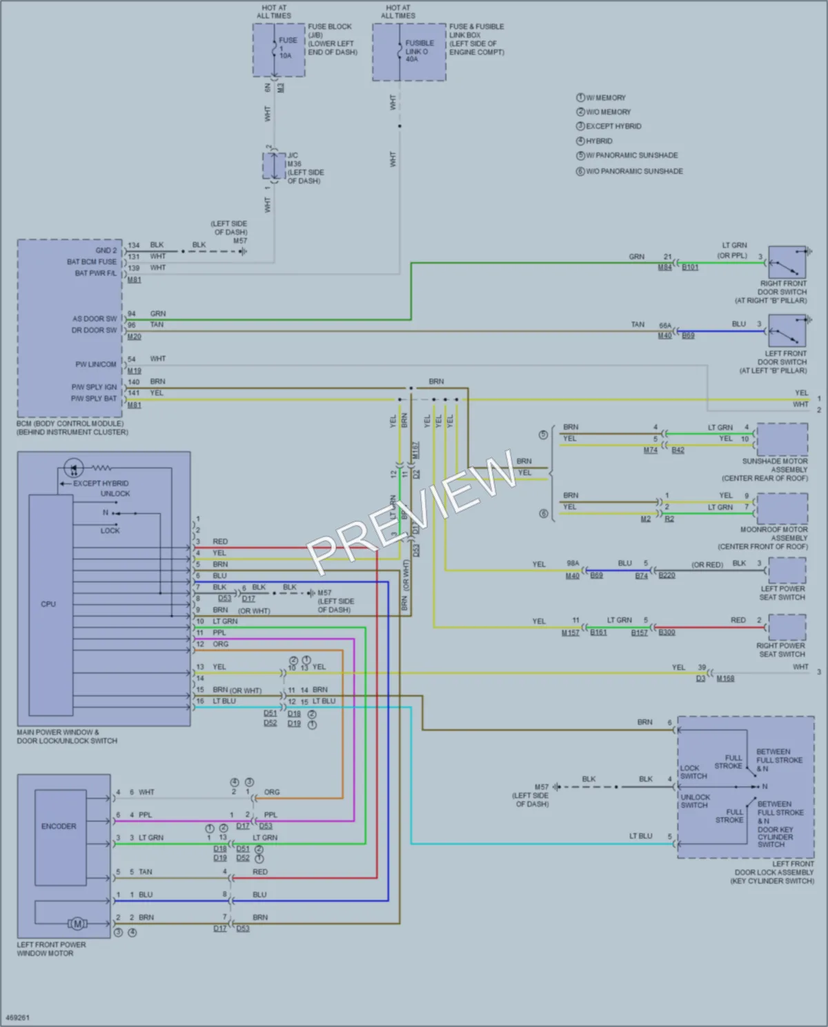2015 Infiniti QX60Hybrid Power Windows wiring diagram preview