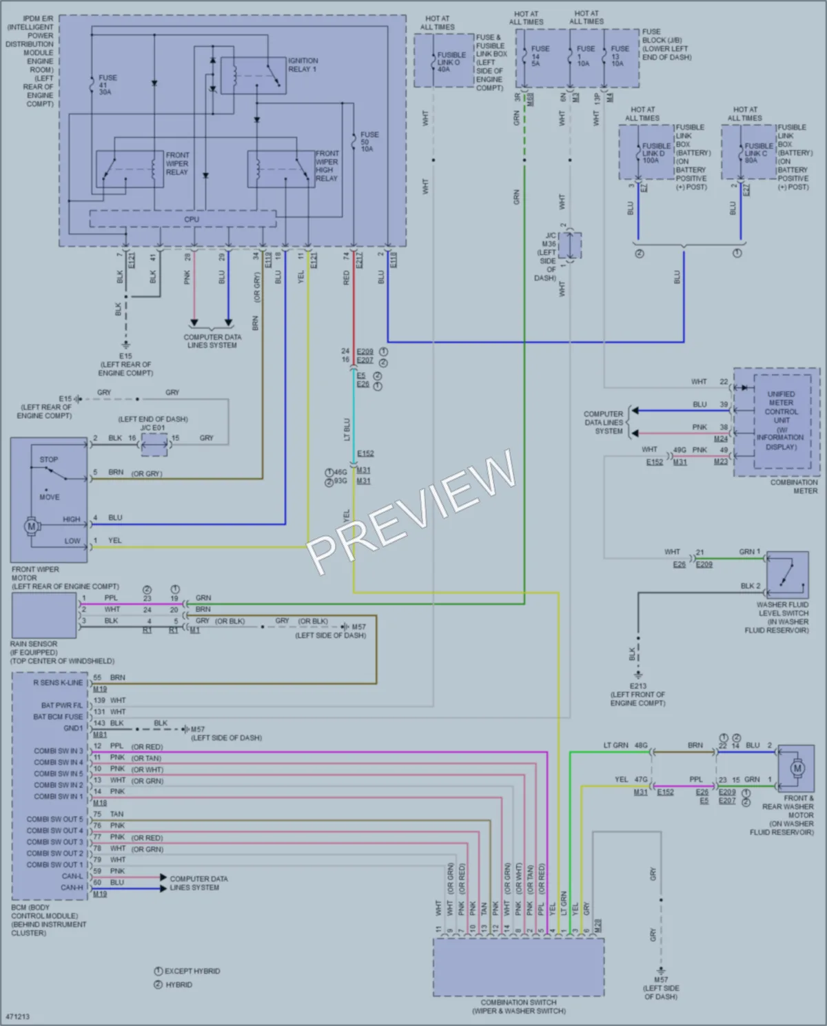 2015 Infiniti QX60Hybrid Wiper Washer wiring diagram preview