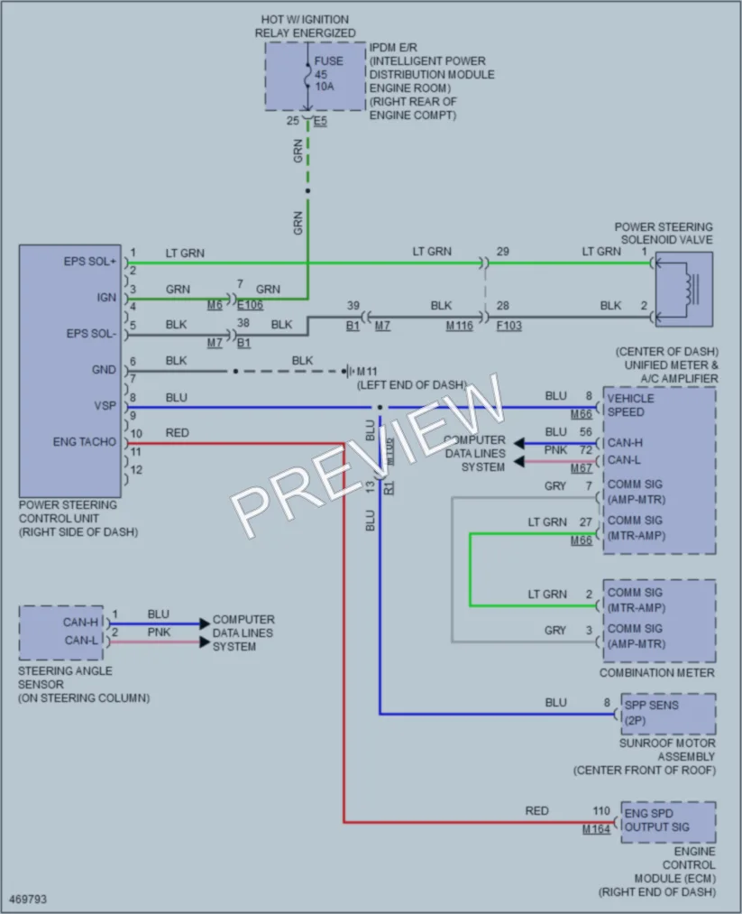 2015 Infiniti QX70 Electronic Power Steering wiring diagram preview