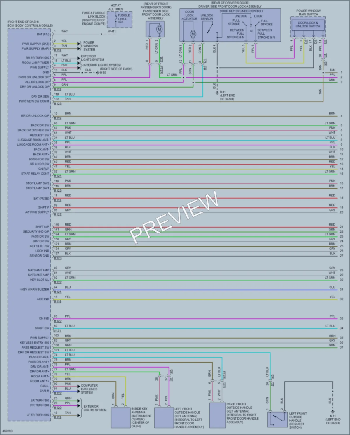 2015 Infiniti QX70 Power Door Locks wiring diagram preview