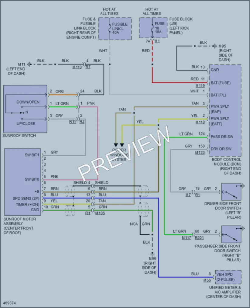 2015 Infiniti QX70 Power Top Sunroof wiring diagram preview