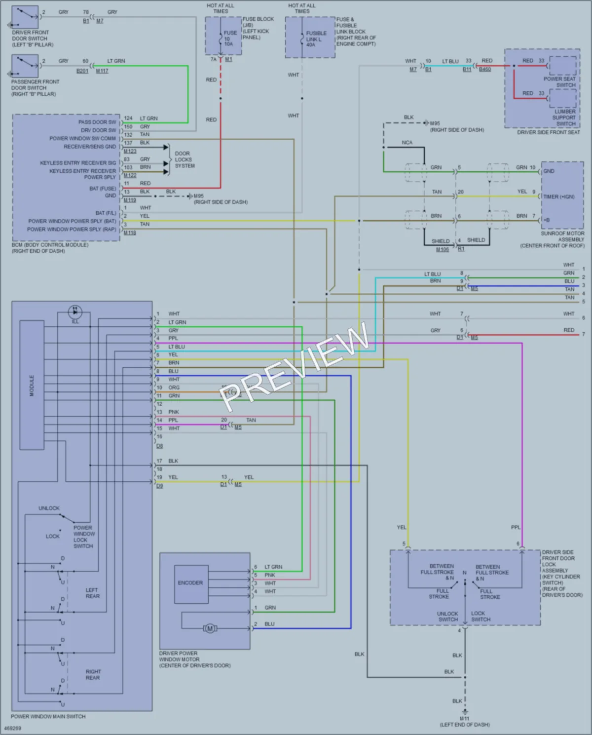 2015 Infiniti QX70 Power Windows wiring diagram preview