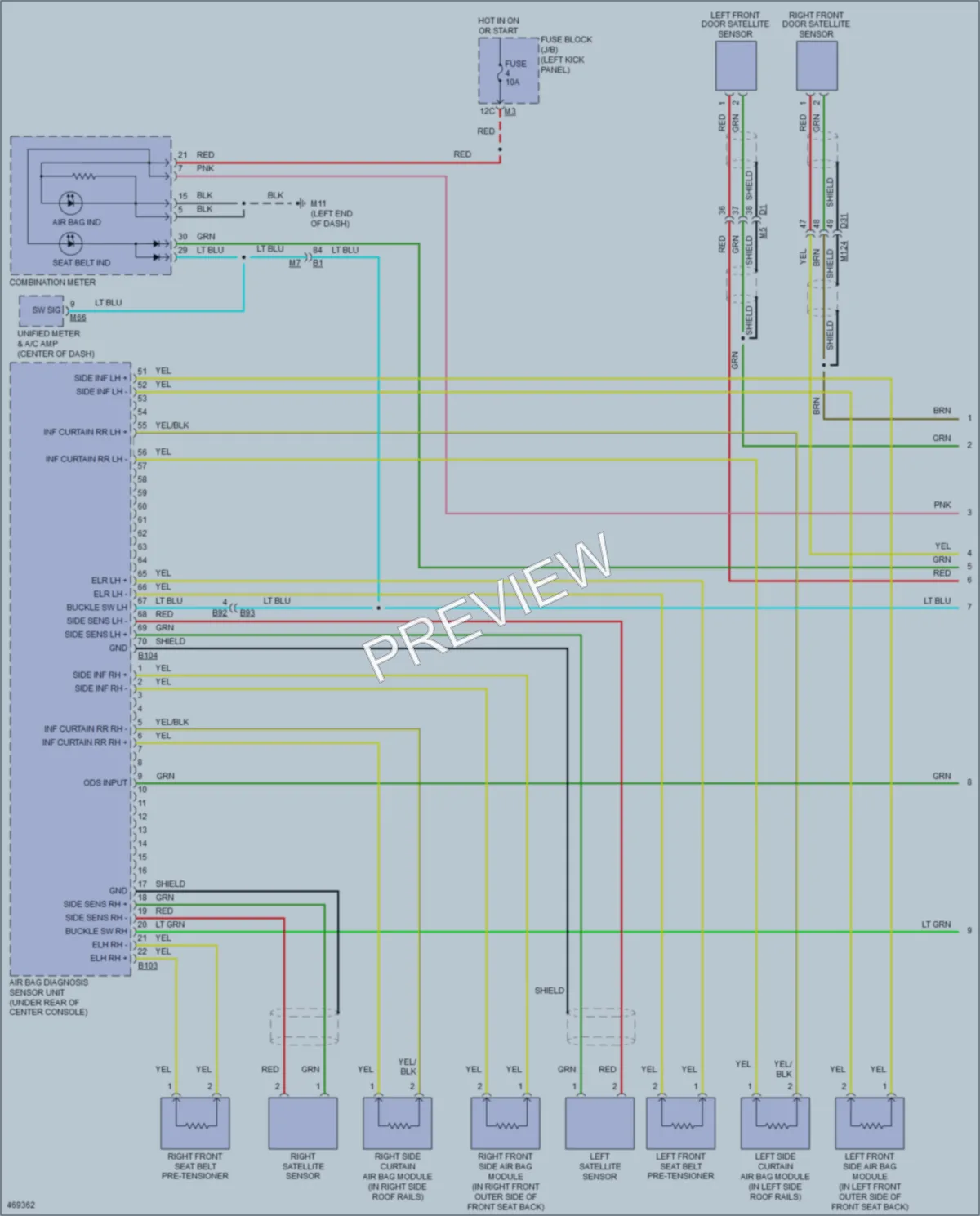 2015 Infiniti QX70 Supplemental Restraints wiring diagram preview