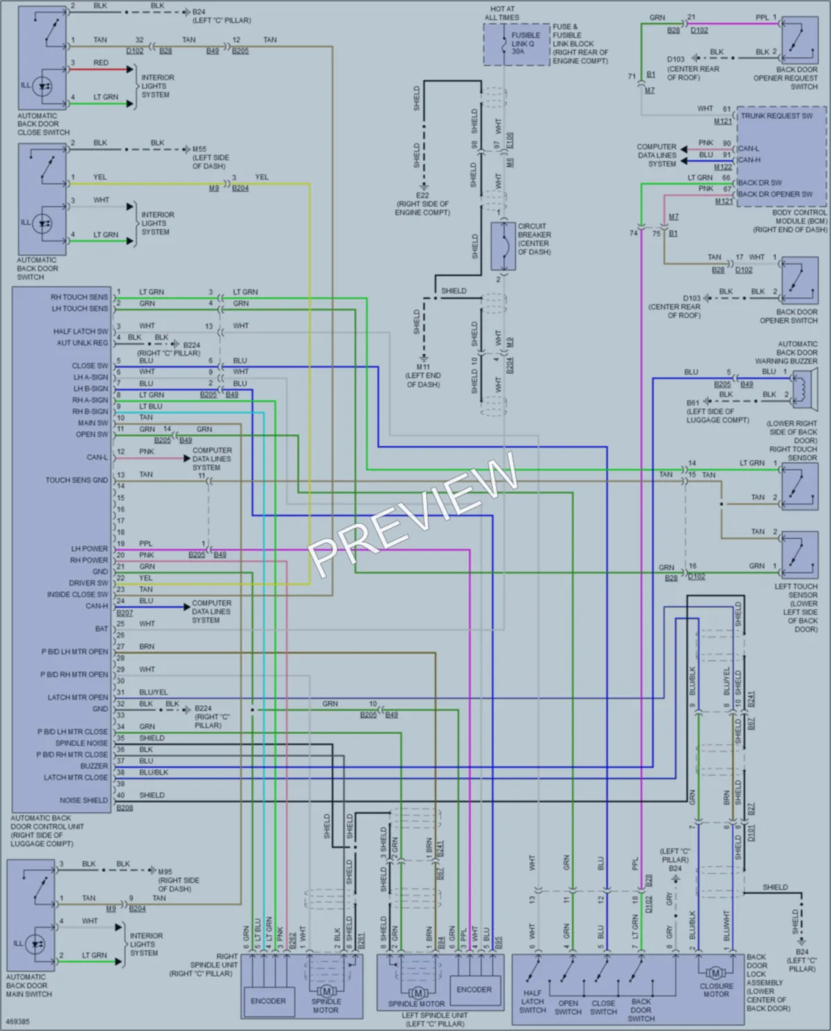 2015 Infiniti QX70 Trunk Tailgate Fuel Door wiring diagram preview