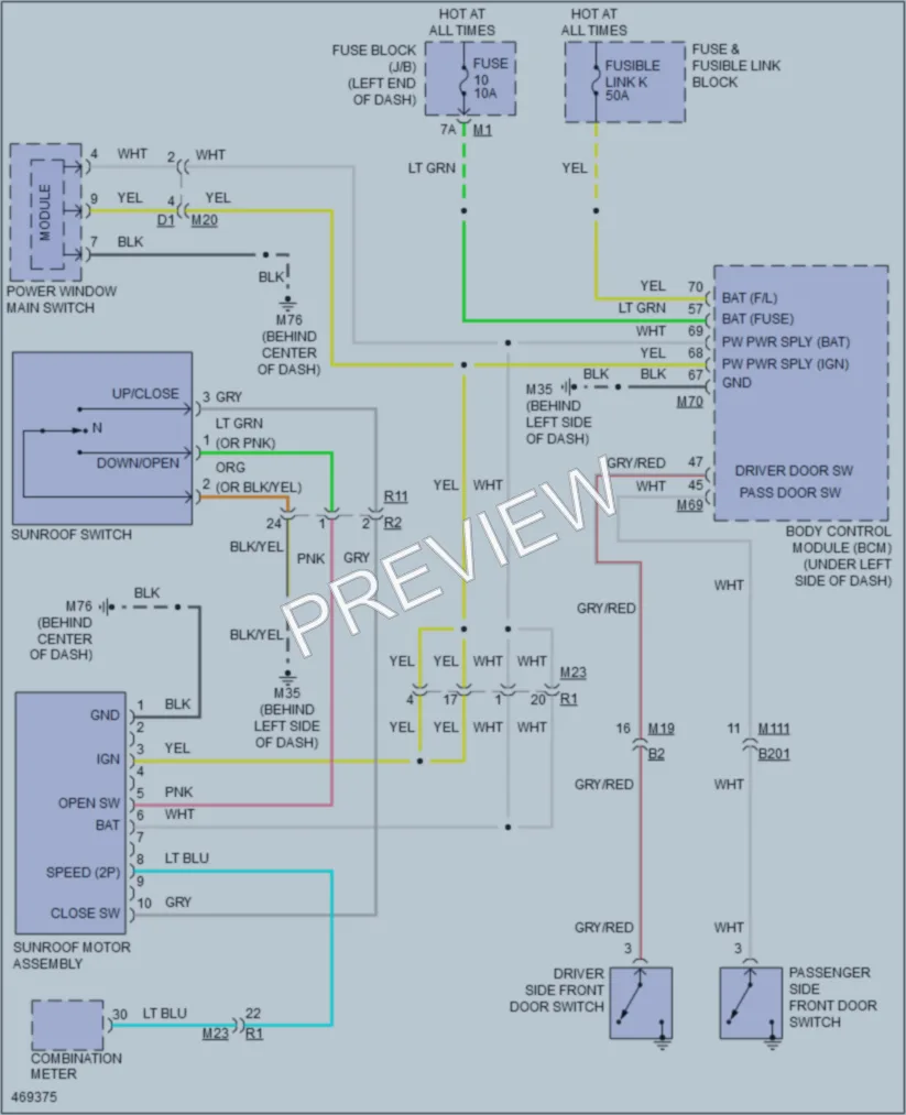 2015 Infiniti QX80 Power Top Sunroof wiring diagram preview