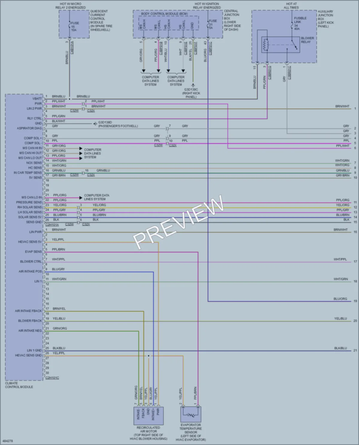 2015 Jaguar FType Air Conditioning wiring diagram preview