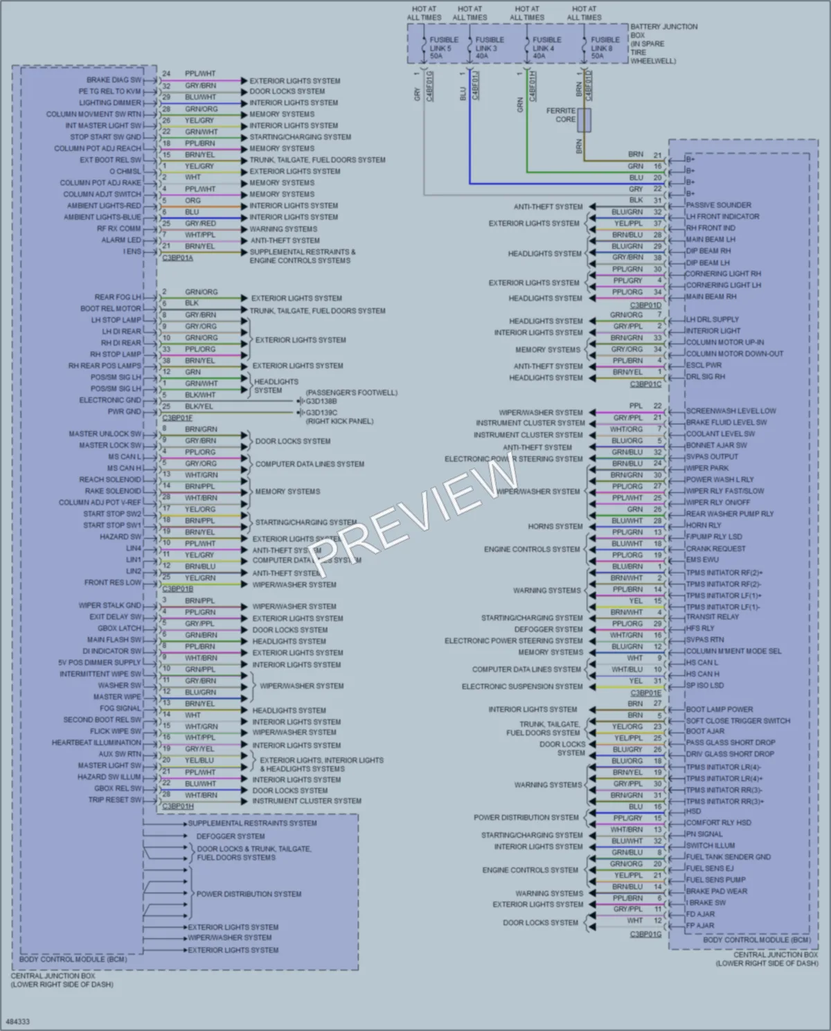 2015 Jaguar FType Body Control Modules wiring diagram preview