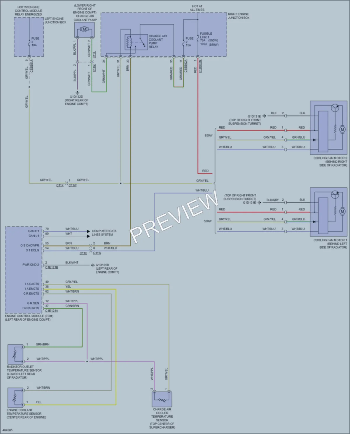 2015 Jaguar FType Cooling Fan wiring diagram preview