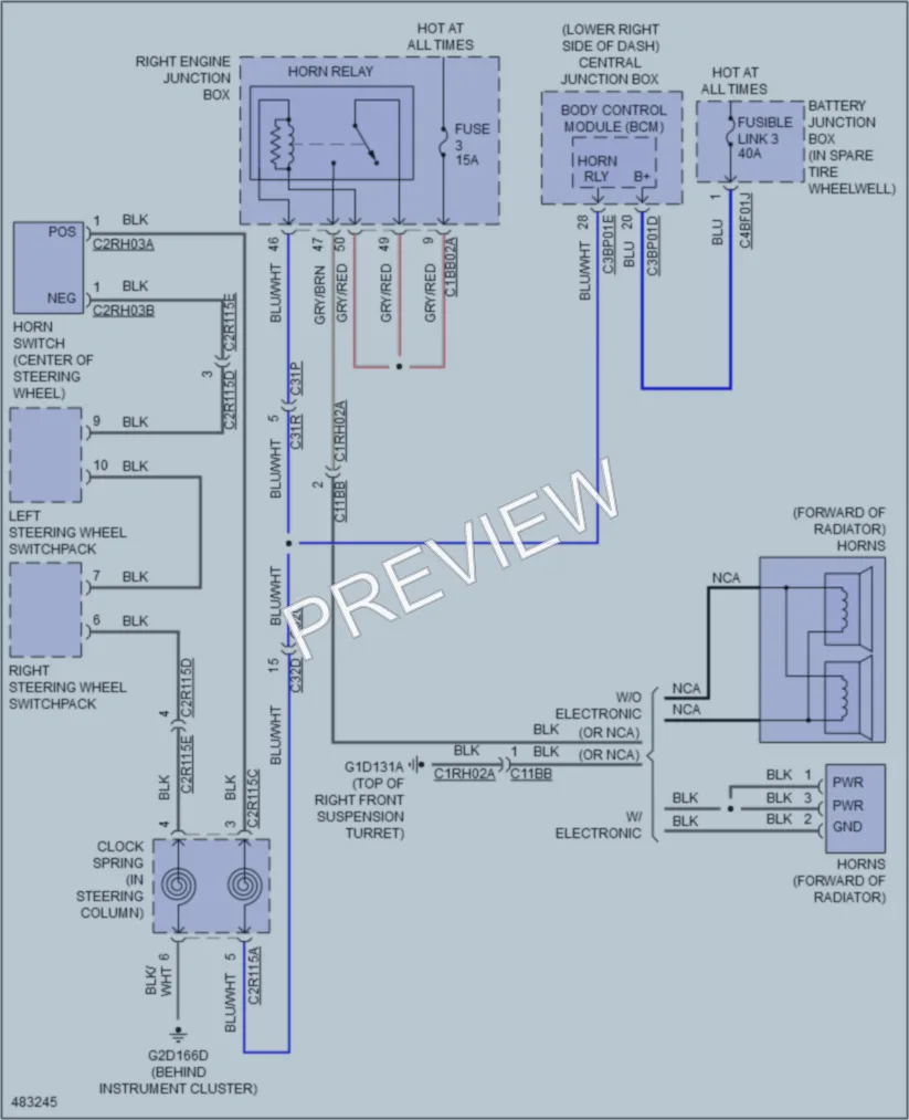 2015 Jaguar FType Horn wiring diagram preview