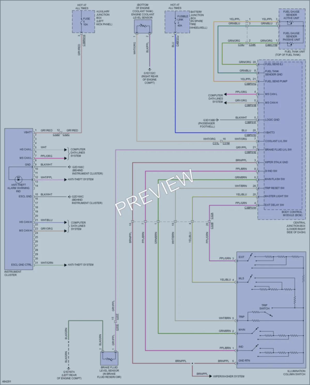 2015 Jaguar FType Instrument Cluster wiring diagram preview