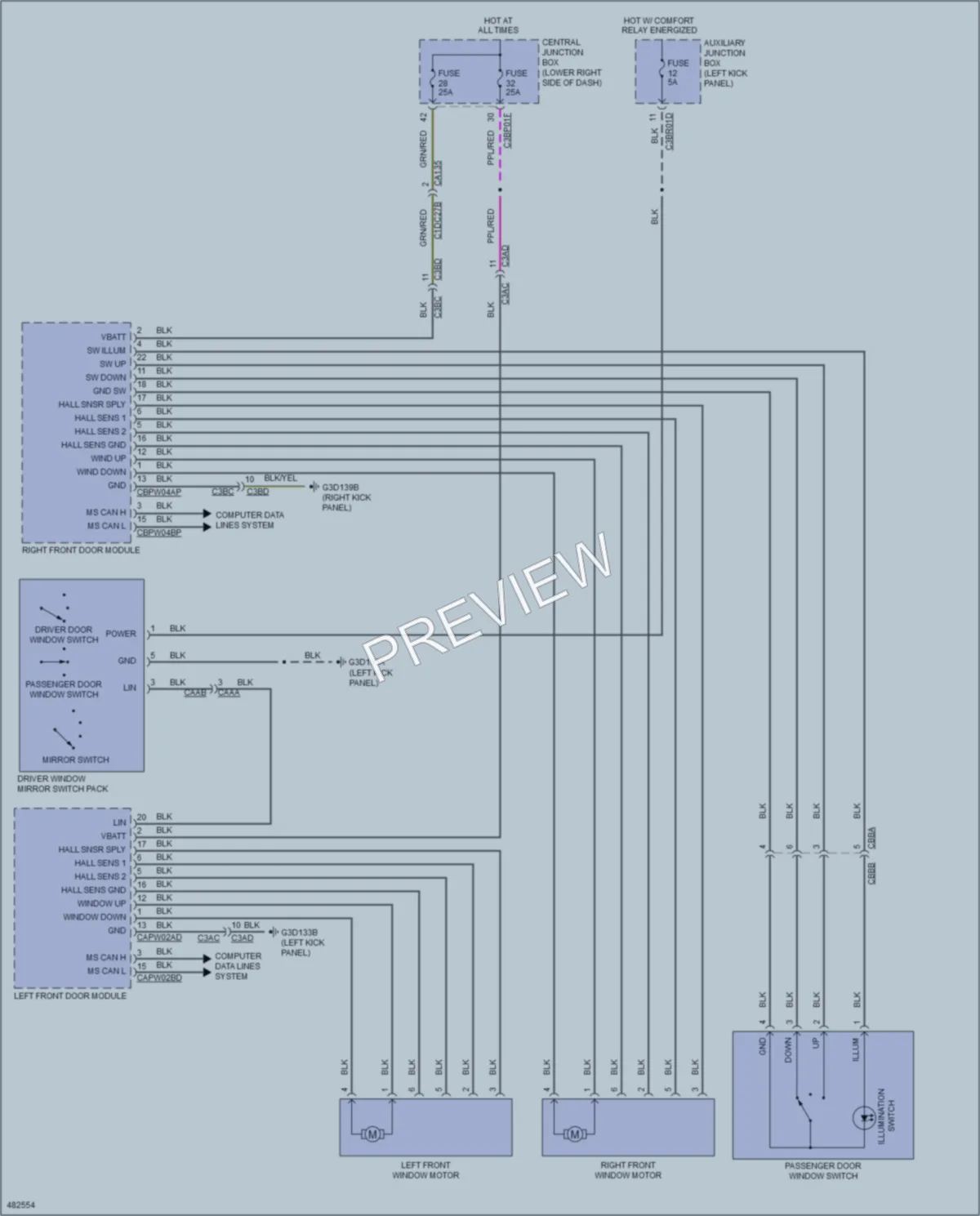 2015 Jaguar FType Power Windows wiring diagram preview