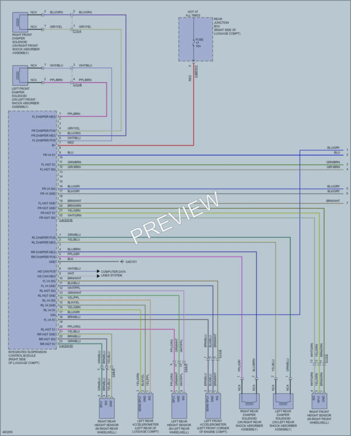 2015 Jaguar XF Electronic Suspension wiring diagram preview