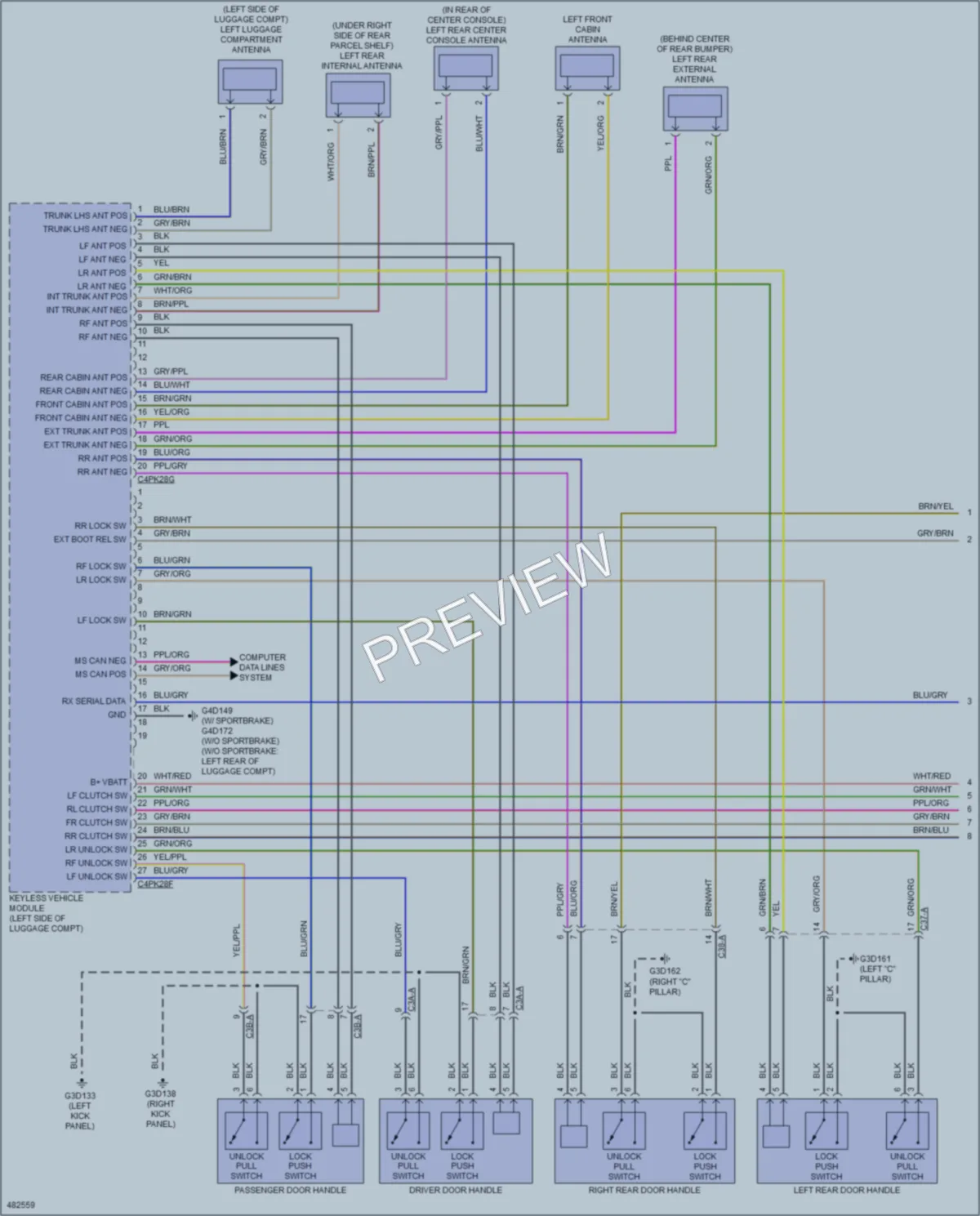 2015 Jaguar XF Power Door Locks wiring diagram preview