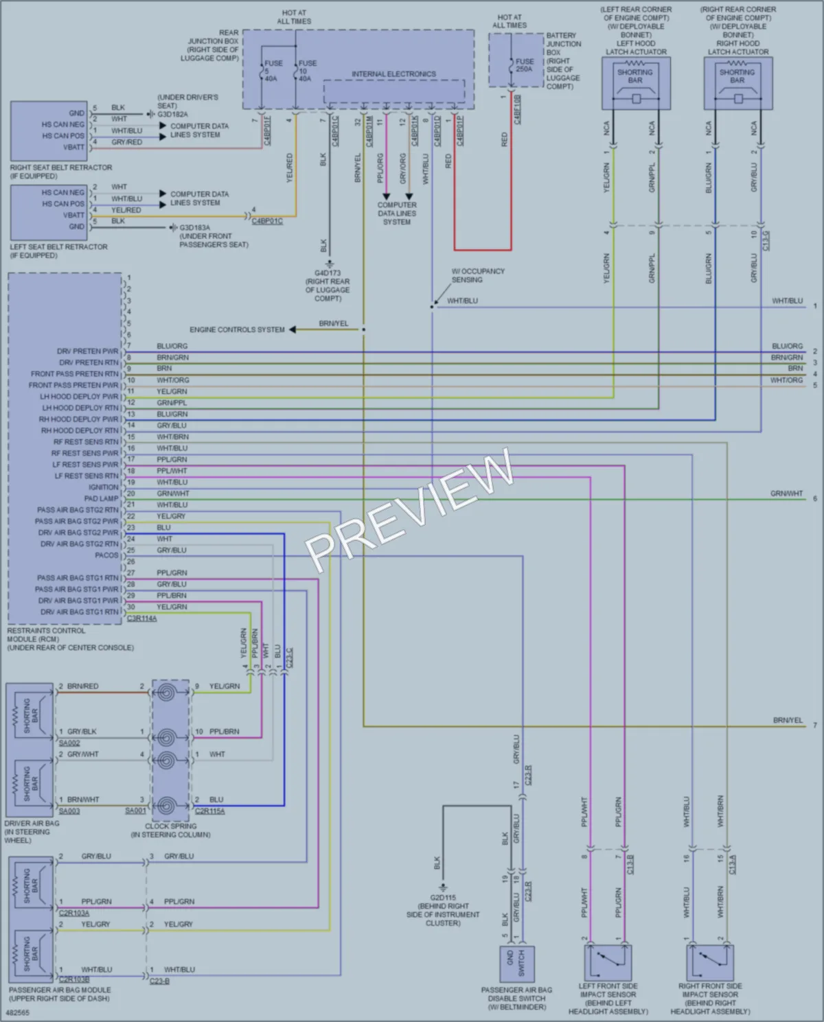 2015 Jaguar XF Supplemental Restraints wiring diagram preview