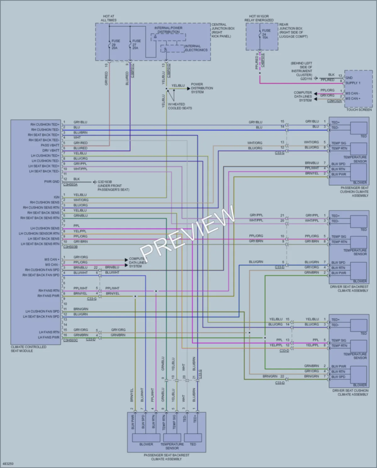 2015 Jaguar XFR Power Seats wiring diagram preview