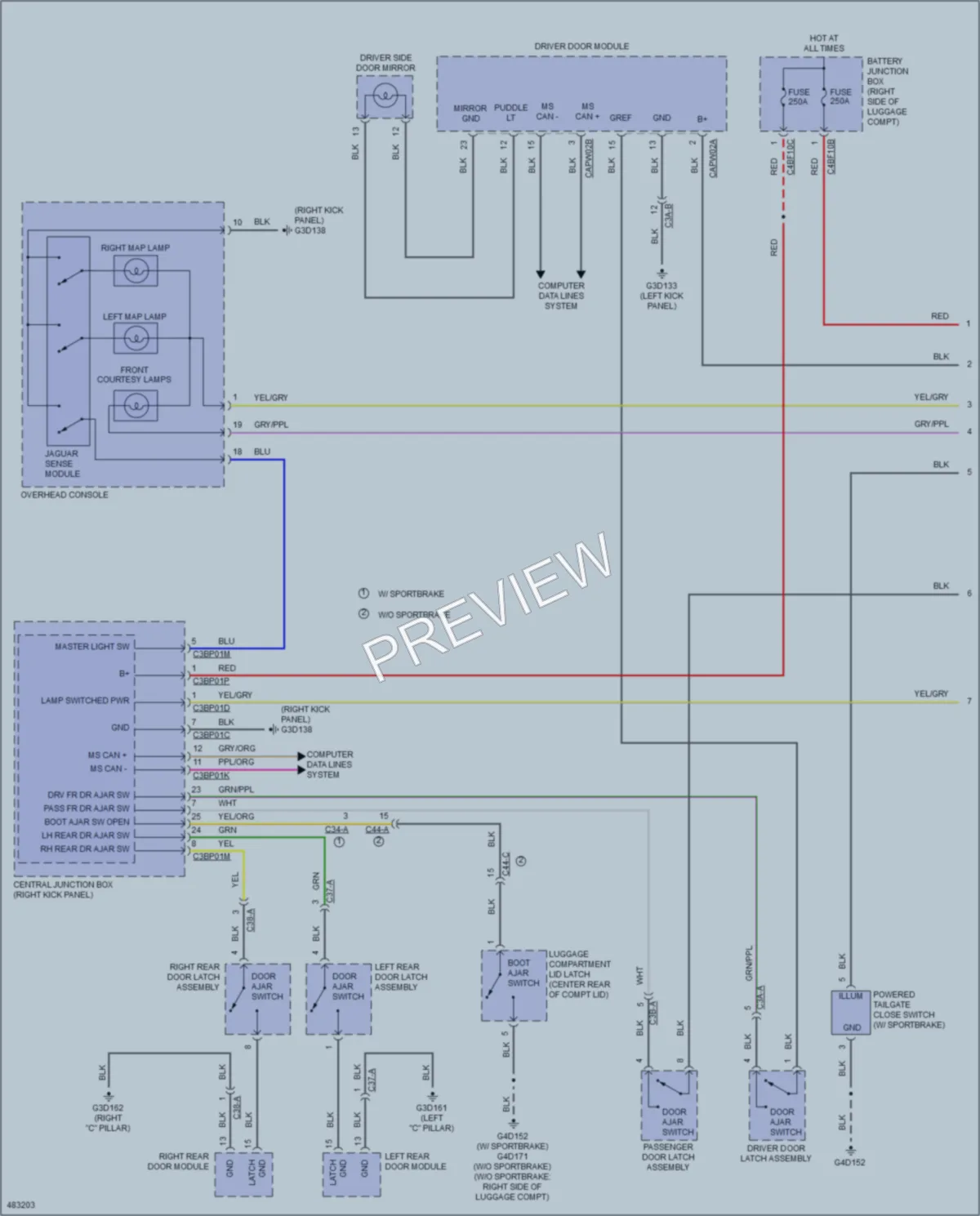 2015 Jaguar XFRS Interior Lights wiring diagram preview