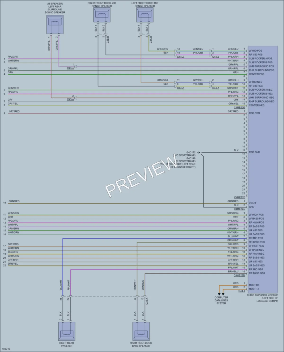 2015 Jaguar XFRS Radio wiring diagram preview