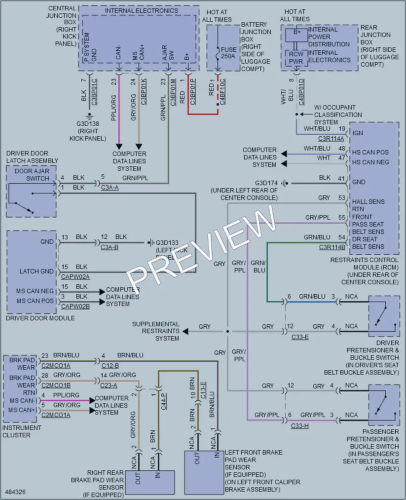2015 Jaguar XFRS Warning Systems wiring diagram preview